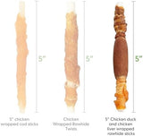 MON2SUN Dog Treats, Triple Flavor 5 Inch Chicken Liver Duck and Chicken Wrapped Rawhide Snacks for Small and Medium Dogs, 10.58 Oz (15 Count-Pack of 1)