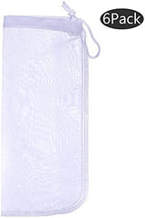 ALEGI Media Filter Bag Aquarium Extra Fine,Reusable 180 Micron Drawstring Mesh Filter Bags for Very Fine Resins Filter (10"*3.9" (6 Pack))
