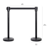 Amazon Basics Premium Crowd Control Stanchions with Easy Assembly, 6.5 foot Sturdy Retractable Belts - Pack of 2, Black