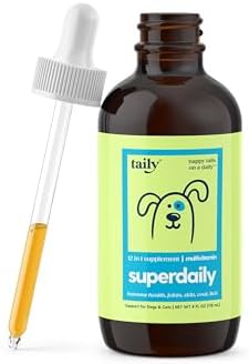 Taily Multivitamin with Liquid Collagen for Dogs and Cats – 12-in-1 Super Daily Formula for Joint, Gut, Allergy, Immune, Skin, Coat, and Urinary Tract Support - Liquid Collagen, Glucosamine for Dogs