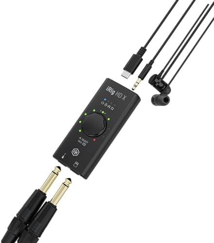 IK Multimedia iRig HD X Guitar Audio Interface - 96 kHz Music Recording, 24-bit, For iPhone, iPad, Mac, iOS, And PC With Lightning Cable, USB-C, Guitar Accessories, Recording Studio Equipment