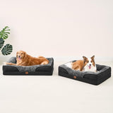 EHEYCIGA Memory Foam XL Dog Bed for XLarge Sized Dog, Extra Large Orthopedic Dog Sofa with Sides and Waterproof Liner, Washable Bolster Pet Bed Couch with Removable Cover, 42x30x7.5 Inch, Grey/Black