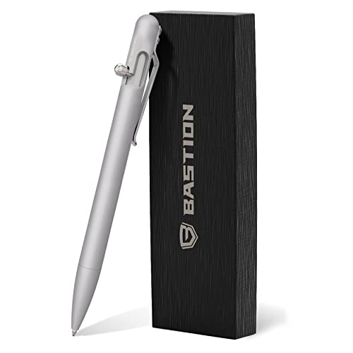 BASTION® Luxury Slim Bolt Action Pen, Lightweight Aluminum EDC Pen with Fine Tip, Professional Ballpoint Pen for School and Work - Purple