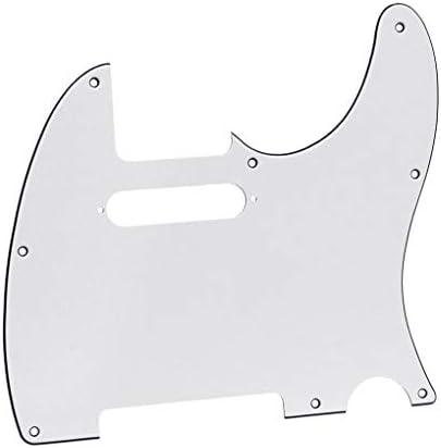 FLEOR 8 Hole TL Pickguard Scratch Plate with Pickguard Screws Set Fit USA/MX Standard TL Style Pickguard Replacement, 3Ply White
