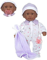 JC Toys La Baby African American Baby Doll Set – 11 Inch Soft Baby Doll with Accessories Including a Removable Purple Outfit – Small Baby Doll Toy for Children 12 Months and Older
