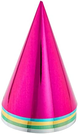 BLUE PANDA 50 Pack Birthday Party Cone Hats for Kids and Adults, Bulk Set in 5 Colors (Metallic Blue/Green/Gold/Silver/Hot Pink)