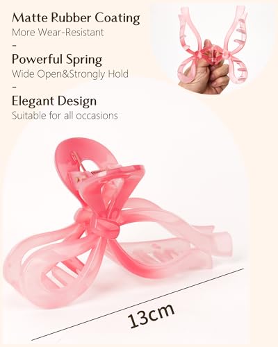 Yanibest Elegant Bow Hair Claw Clips Stylish Large Hair Clips for Thin andThick Hair | Holiday Gift for Teen Girls | Chic Hair Styling Accessories for Women (Beige/Pink)