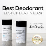 MARLOWE. No. 024 Natural Deodorant for Men 3-Pack | Aluminum Free Stick | Made with Coconut Oil, Shea Butter, Jojoba | Only No-Nonsense Ingredients that Work Best | Fresh & Woodsy Scent