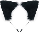 SMILETERNITY Handmade Fox Wolf Cat Ears Headwear Costume Accessories for Halloween Christmas Cosplay Party (Black)