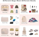 BAGAIL 8 Set Packing Cubes Luggage Packing Organizers for Travel Accessories-Cream