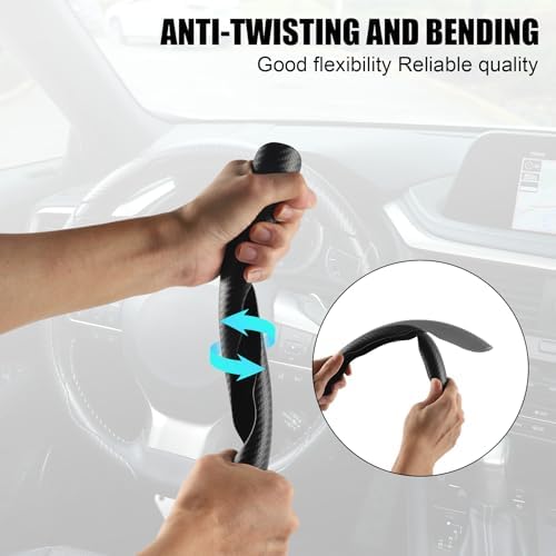 Amiss 3pcs Car Carbon Fiber Anti-Skid Steering Wheel Cover，Segmented Steering Wheel Protector, Butterfly Steering Wheel Cover, Universal 99% Car Wheel Cover Protector, Car Interior Accessories(Black)