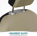 BDK PolyPro Car Seat Covers Full Set in Solid Beige, Front and Rear Split Bench Seat Covers for Cars, Easy to Install Car Seat Cover Set, Car Accessories for Auto Trucks Van SUV - Solid Beige