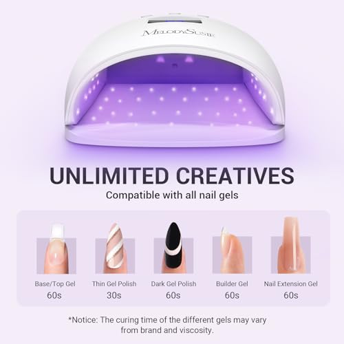 Melodysusie UV Nail Lamp, Plus30T UV Light for Gel Nails True 54W Professional Led Nail Dryer with 3 Timer, Smart Sensor, LCD Display, Detachable Tray Fast Curing Nail Art Tools Manicure Accessories