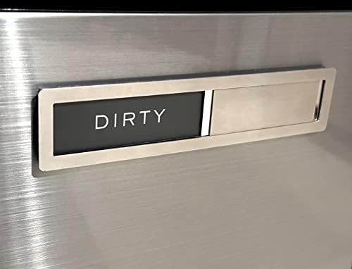 Dishwasher Magnet Clean Dirty Sign, Kubik Letters Premium Stainless Steel Grade 304, Kitchen Organizers and Storage Decor Accessories, Extra Adhesive Tapes Included.