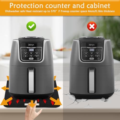 Air Fryer Mat (2-Pack) with 100 Liners,12x14 Inch Heat-Resistant Non-Slip Pads,Compatible with Cosori and Ninja, Most Air Fryers,Silicon & Felt,Reusable Kitchen Accessories