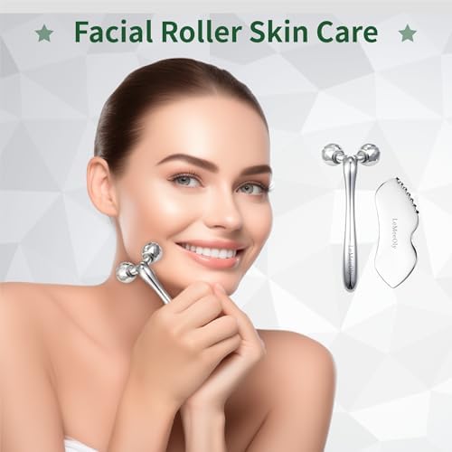 Stainless Steel Gua Sha Facial Tools Metal GuaSha Tool for Face Neck, Detailer Gua Sha Lymphatic Drainage Face Massage Tool, Christmas Gift for Women (Stainless Steel gua sha 4)