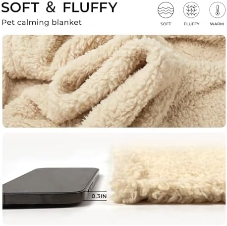1 Pack 3 Calming Blankets Fluffy Premium Fleece Pet Blanket Soft Sherpa Throw for Dog Puppy Cat Beige Medium (30" x20'')