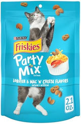 Purina Friskies Cat Treats, Party Mix Lobster & Mac 'N' Cheese Flavors - (Pack of 10) 2.1 oz. Pouches