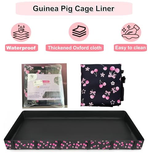 DZWLKJ Guinea Pig Cage Liner,Washable Tarp Bottom Base,Cherry Graphic,24"x48", Reusable for Rabbit, Chinchilla, Hedgehog, Ferret & Other Small Animals.