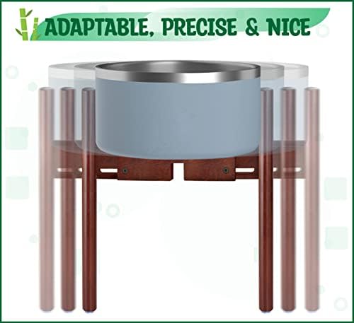 Dog Water Bowl Stand [14-in high] - Adjustable Holder for Water Fountain Dish and Feeder Bowls - Ideal for Large Breeds with 21-inch Wither Heights or Taller - Dark Wood Stand Only