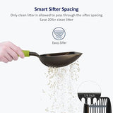 WePet Cat Litter Scoop, Non-Stick Plated Aluminum Alloy Sifter, Kitty Durable Metal Scooper, Deep Shovel, Long Handle, Kitten Pooper Lifter, Size Large, Coated Black Body with Green Handle