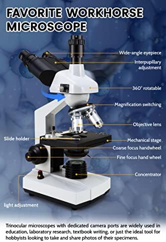 40X-5000X Microscopes trinocular for Kids Students Adults, with Microscope Prepared Slides 30p, Microscope Accessories, Compound trinocular Microscope,Microscopes for School Laboratory