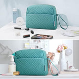 BAGSMART Makeup Bag, Elegant Roomy Cosmetic Pouch for Purse,Travel Zipper Pouch,Water-resistant Toiletry Bag,Makeup Accessories Organizer, Teal