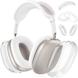 Silicone Case Cover for AirPods Max Headphones, Clear Soft TPU Ear Cups Cover/Ear Pad Case Cover/Headband Cover for AirPods Max (2024/2020),Transparent Accessories for Apple AirPod Max (USB-C), White