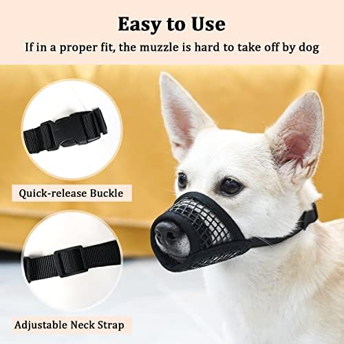 Mayerzon Dog Muzzle, Soft Mesh Muzzles for Small Medium Large Dogs Chihuahua Poodle Husky Labrador Retriever, Breathable Dog Mouth Guard for Biting Chewing Grooming, Allow Panting Drinking (S, Black)