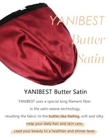 YANIBEST Silk Satin Bonnet Hair Wrap for Sleeping - Adjustable Stay on Silk Lined Slouchy Beanie Hat for Curly Hair and Braids Black-Wine