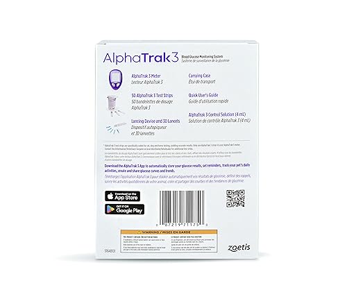 AlphaTrak 3, 8 Piece Pet Blood Glucose Monitoring Kit for Diabetic Cats, Dogs, and Horses All-in-One Solution for in-Clinic Or at Home, with Digital Results, Purple