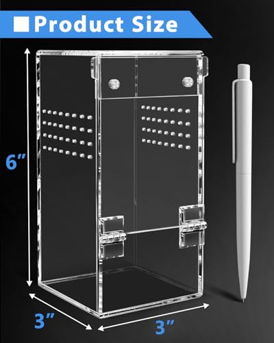 Jumping Spider Enclosure - 3x3x6 Inch Mini Tarantula Enclosure, Small Jumping Spider Accessories terrarium, Acrylic Full Transparency Child Play Tortoise Enclosure, Bug Terrarium, Spider Terrarium