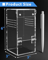 Jumping Spider Enclosure - 3x3x6 Inch Mini Tarantula Enclosure, Small Jumping Spider Accessories terrarium, Acrylic Full Transparency Child Play Tortoise Enclosure, Bug Terrarium, Spider Terrarium