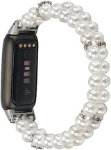 Wongeto Compatible with Fitbit Luxe Bands,Fashion Handmade Elastic Stretch Pearl Bracelet Women Replacement Strap for Fitbit Luxe accssorises