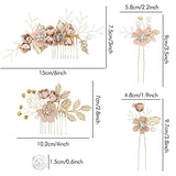 inSowni 20 Pack White Dusty Pink Blue Flower Bridal Wedding Hair Side Combs+Flower Hair Pins+Twist Spiral Pearl Hair Pins Floral Hair Pieces Headpieces Accessories for Brides Bridesmaids Women Girls