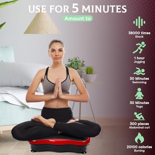 Vibration Plate Exercise Machine Vibration Plates for Weight Loss Vibration Plate for Lymphatic Drainage Whole Body Shaking Vibrating Plate Exercise Machine Fitness Platform with Resistant Band