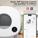 Cumrige Self Cleaning Litter Box, 95 L Automatic Cat Litter Box Self Cleaning for Multiple Cats, with Safety Protection, App Control,2 Roll Garbage Bags,White