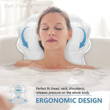 SetSail Bath Pillow, Relaxing Bath Pillows for Tub Neck and Back Support Soft 4D Breathable Air Mesh Ergonomic Bathtub Pillow with 6 Strong Suction Cups and Hook Luxury Bathroom Accessories,White