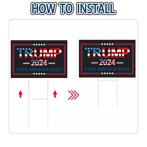 Evermight Large 24"x 16" Donald Trump 2024 Yard sign for President Election with Metal H-Stakes,MAGA Take America Back Signs, Vote for Republican, Double Sided Print for Outdoor Garden Decorations