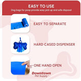 Downtown Pet Supply Poop Bags for Dogs with Dispenser, 500 Count - Leak-Proof Dog Waste Bags and Bone-Shaped Dog Poop Bags Holder for Leash - Rainbow of Colors, 12.5" x 8.5"