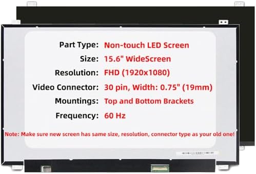 15.6'' Non-Touch 30Pin Replacement Screen Compatible with B156HAN01.1 -HW:0B/1A/3A/5A, B156HAN06.0 -HW0A/2A/1A, B156HAN06.3-0A/0B/4A/NA, FHD 1920x1080, IPS, w/Bracket Display Panel