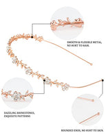 Wecoe 4 Pack Silver Rhinestone Headbands Rose Gold Metal Headbands Flower Girl Bridal Wedding Headpieces Crystal Butterfly Headbands Halloween Christmas Gifts Formal Hair Accessories For Women Girls