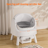Autoscooper 11 Open-Top Self Cleaning Cat Litter Box, Automatic Cat Litter Box for Multiple Cats with Trash Bags and Litter Mat Included, White