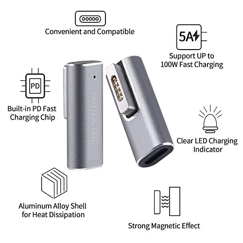Magnetic L-Tip USB C Adapter Compatible with Magnetic 1 MacBook Pro Air, Type-C PD Power Fast Charging Adapter Replacement for MacBook Power Supply,MacBook Pro Works with 100W