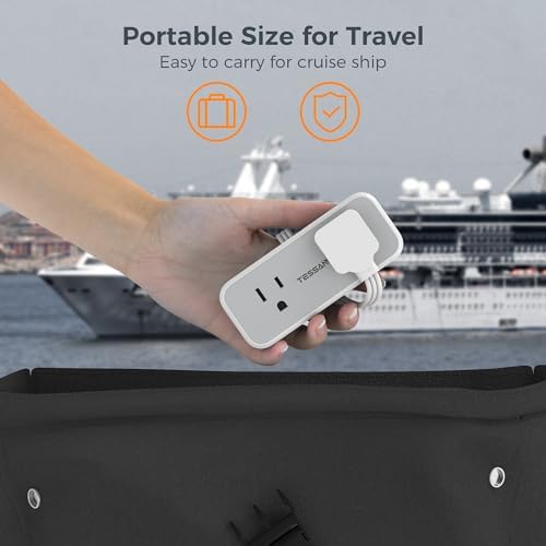 Short Extension Cord 6 inch, TESSAN Thin Flat Plug Power Strip with 4 AC Outlets 3 USB (1 USB C) Ports, Silm Charging Station Desk Organizers for Home Bedroom Hotel Office Desktop Accessories