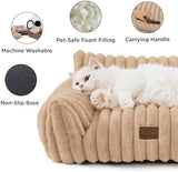 Bedsure Cute Pet Couch - Fluffy Dog Sofa with Premium Soft Corduroy Fleece, Dog Couch Bed with Washable Cover, Supportive for Medium Large Dogs, 36" L, Tuscan Beige