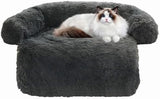 Calming Dog Bed Fluffy Plush Dog Mat for Furniture Protector with Removable Washable Cover for Large Medium Small Dogs and Cats (XS(31“x23.5”x5“), Dark Grey)