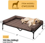 Veehoo Cooling Elevated Dog Bed Add Removable Waterproof Bolster Cushion Mat, Raised Pet Cot with Breathable Teslin Mesh, No-Slip Feet, Dog Sofa Bed for Indoor Outdoor, XLarge, Brown CWC2331B