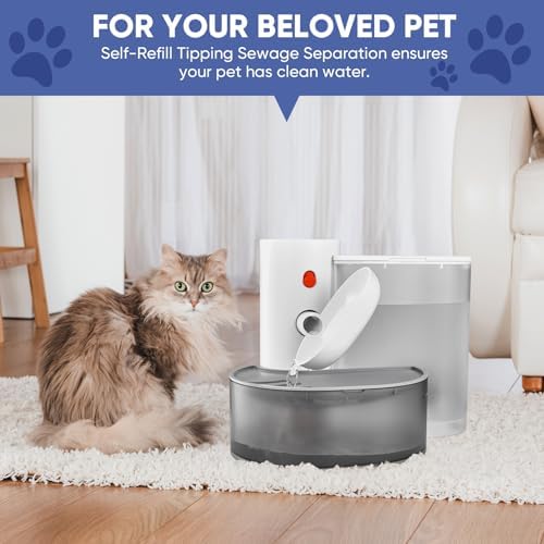 Saker Automatic Pet Water Fountain,2025 Upgraded Pet Water Fountain No Filter,Cat Water Dispenser Wireless Pour-Over,3L/106oz Ultra-Quiet Design,Pet Gravity Water Dispenser for Cat