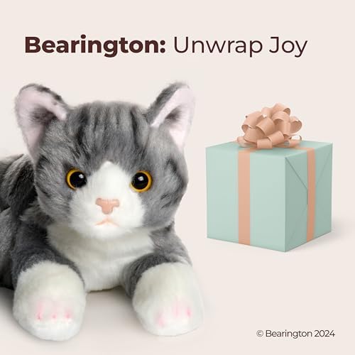 Bearington Collection Lil' Socks Cat 8 Inch Stuffed Animals Stripped Cat Plush Toy - Stuffed Cats That Look Real - Plushies for Kids